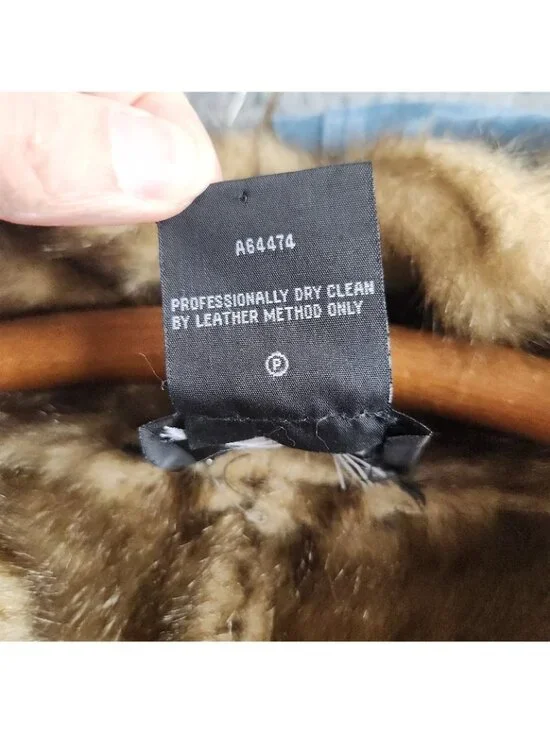 VTG 90's Boho Western Blue Suede Leather Faux Fur Lined Size Large Hooded Luxe - Picture 9 of 10